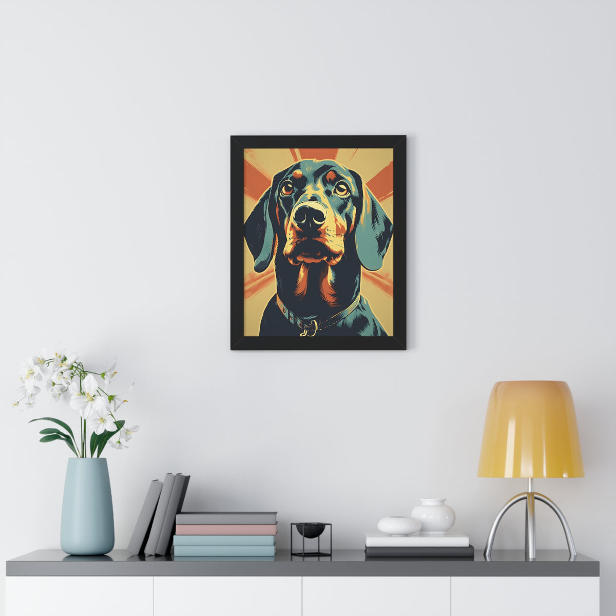 Dachshund Pop-Art Retro Framed Print