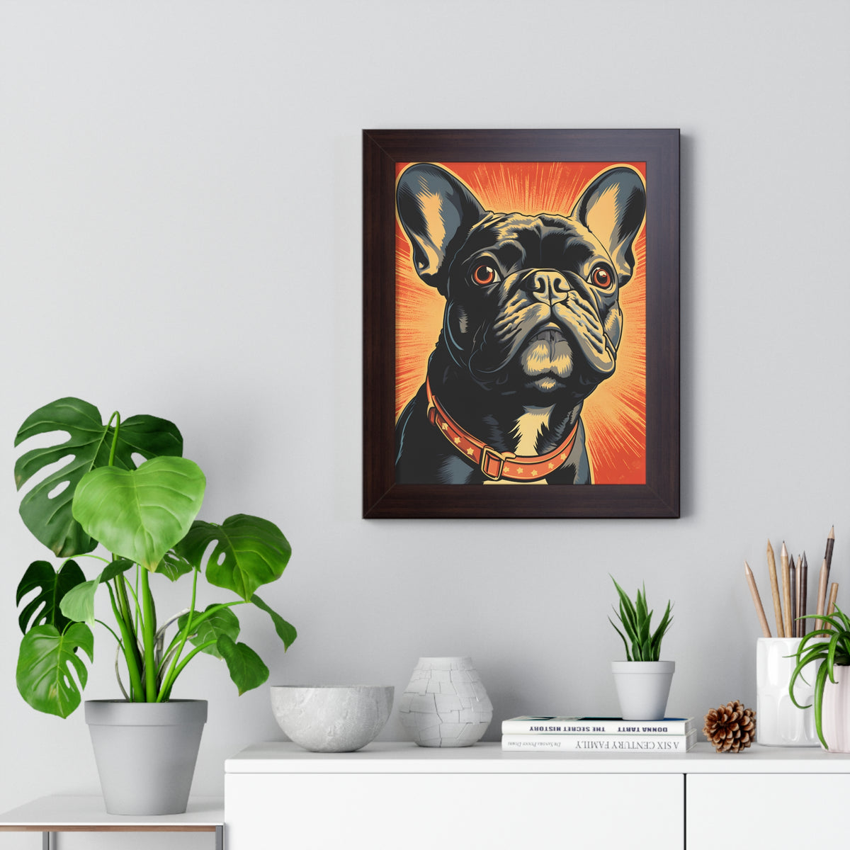 French Bulldog Pop-Art Retro Framed Print