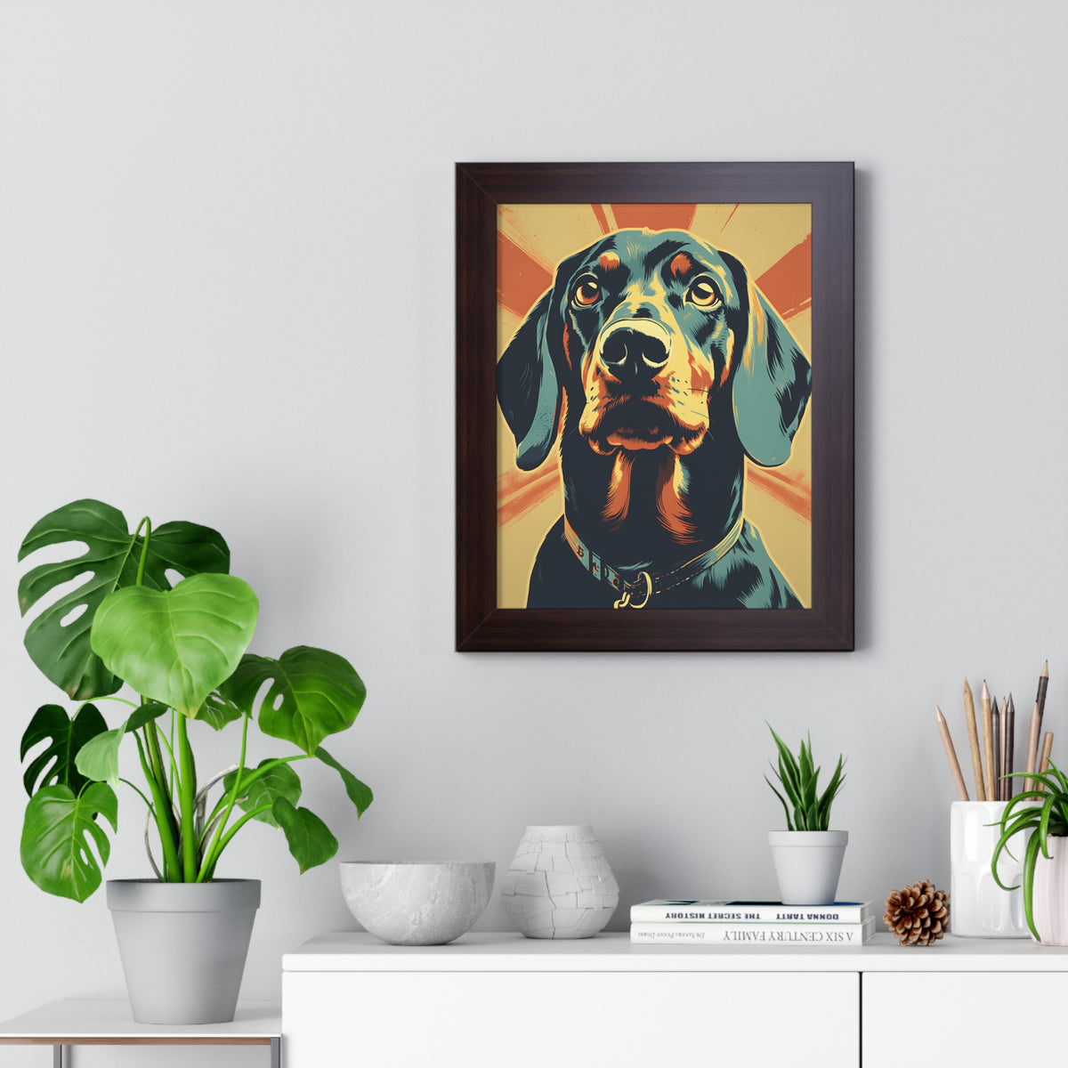 Dachshund Pop-Art Retro Framed Print