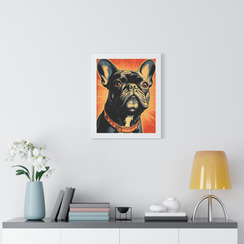 French Bulldog Pop-Art Retro Framed Print