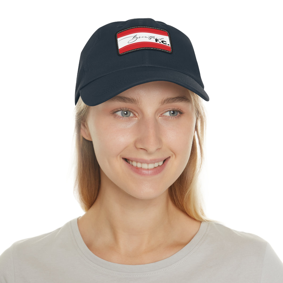 Brentford FC 25/26 Home Kit-Inspired Leather Patch Baseball Hat