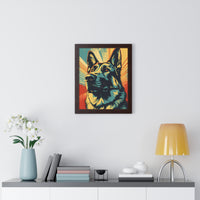 German Shepherd Pop-Art Retro Framed Print