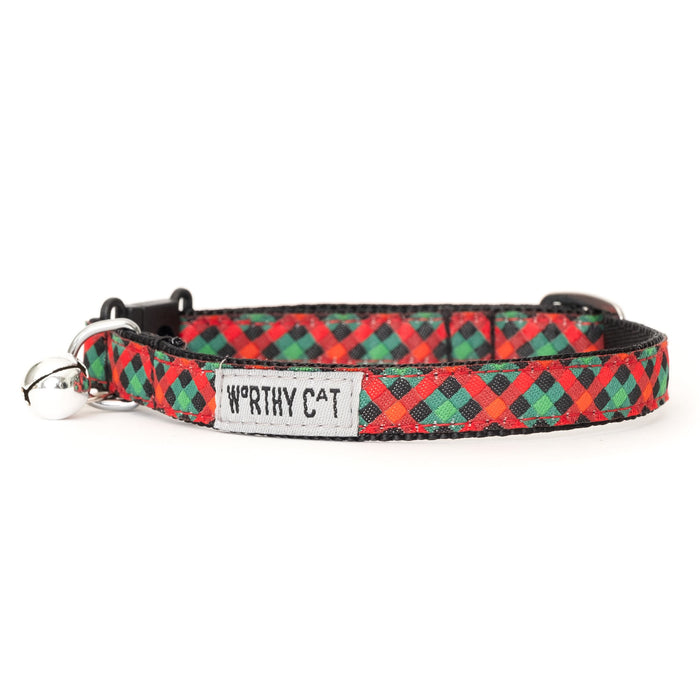 Holiday Check Red Green Cat Collar