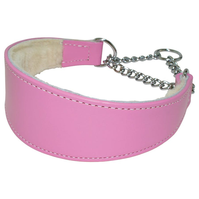 Martingale Shearling-Lined Pink Leather Collar