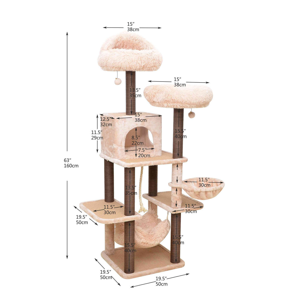 Catry Meerkat Cat Tree 7 Level Cream Tower