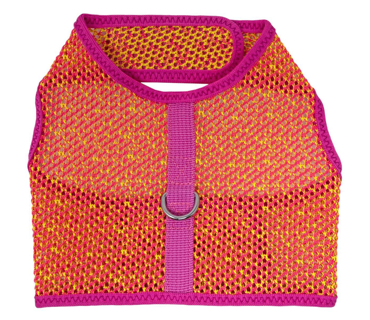 Active Mesh Pet Harness with Leash - Pink and Yellow