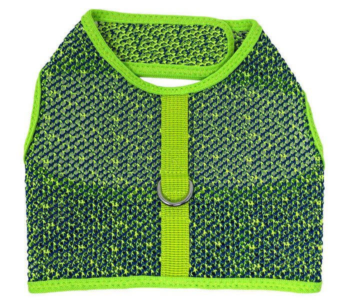 Active Mesh Pet Harness with Leash - Neon Green and Blue