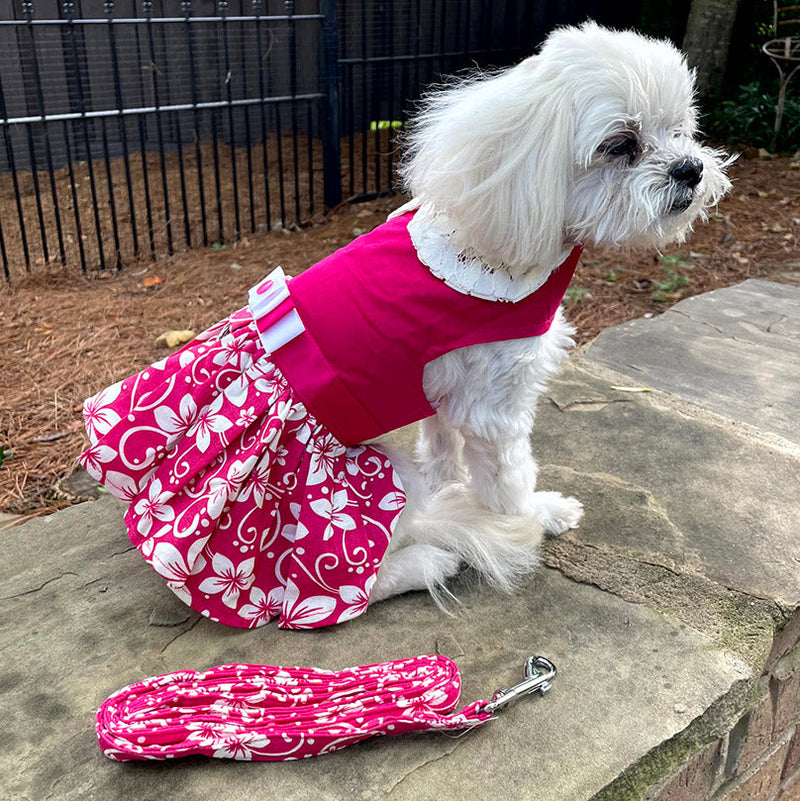 Pink Hibiscus Dress with Leash