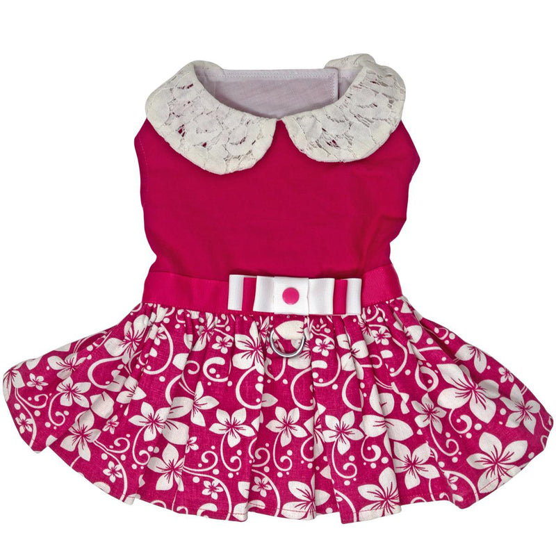 Pink Hibiscus Dress with Leash