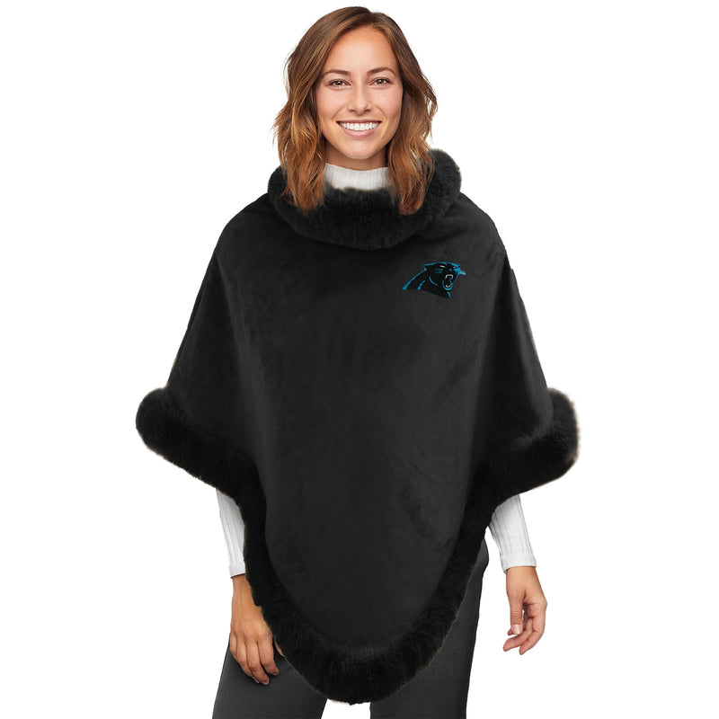 Carolina Panthers Fur Trim Poncho