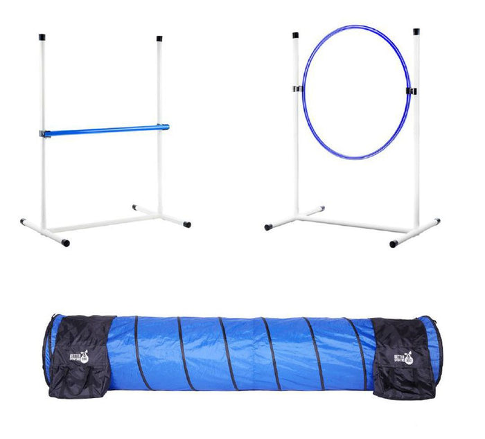 Better Sporting Dogs 3 Piece Dog Agility Equipment Set – with Jumps & Tunnel