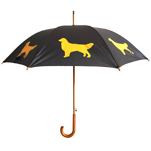 Golden Retriever Gold on Black Umbrella