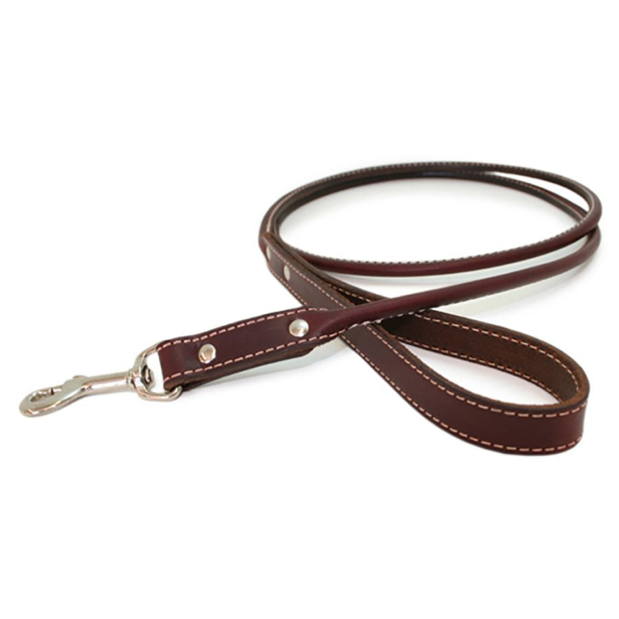 Rolled Premium Burgundy Leather 48" Leads