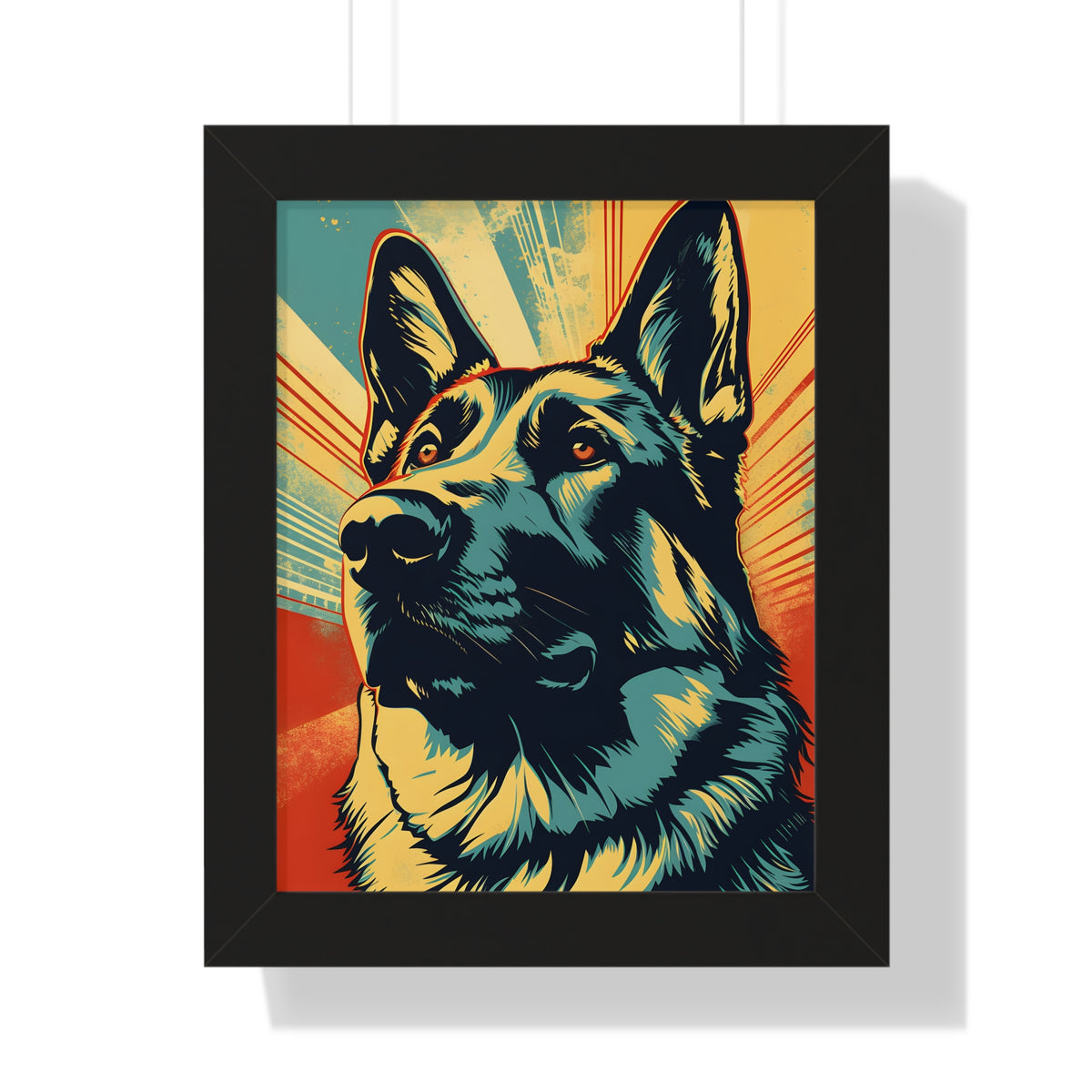 German Shepherd Pop-Art Retro Framed Print