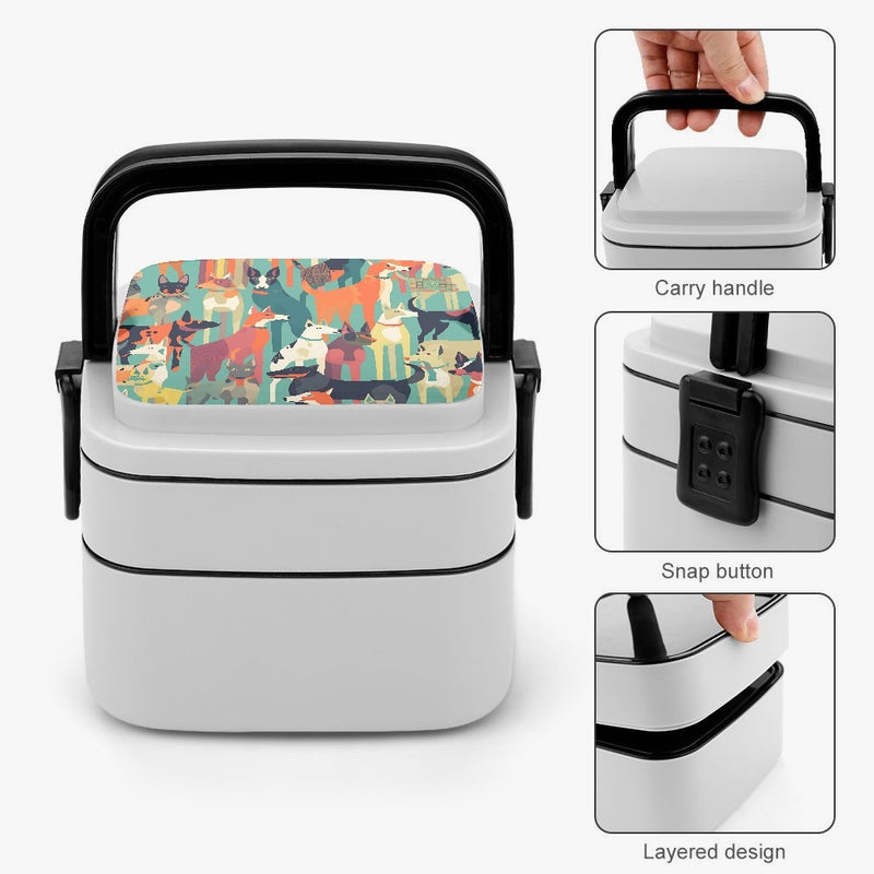 Dogs in Abstract Double-layer Lunch Box