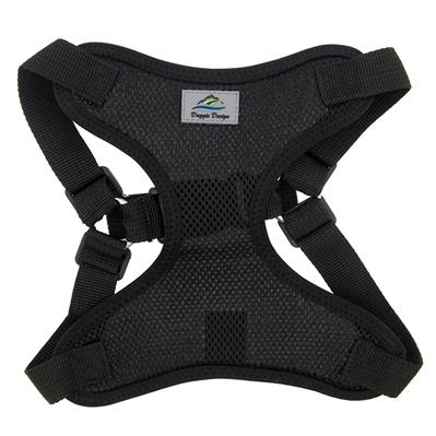 Solid Color Mesh Wrap and Snap Choke Free Step In Harness - Black