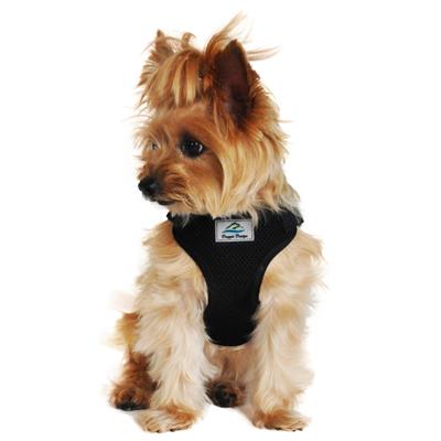 Solid Color Mesh Wrap and Snap Choke Free Step In Harness - Black