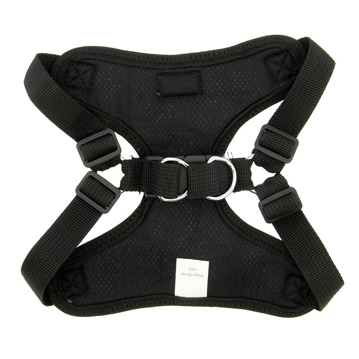 Solid Color Mesh Wrap and Snap Choke Free Step In Harness - Black