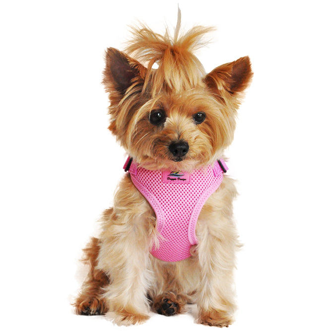 Solid Color Mesh Wrap and Snap Choke Free Step In Harness - Candy Pink
