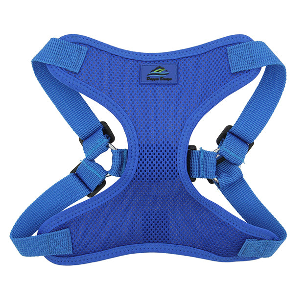 Solid Color Mesh Wrap and Snap Choke Free Step In Harness - Cobalt Blue