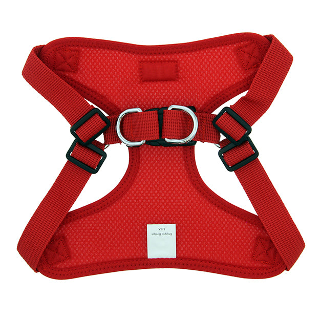 Solid Color Mesh Wrap and Snap Choke Free Step In Harness - Red