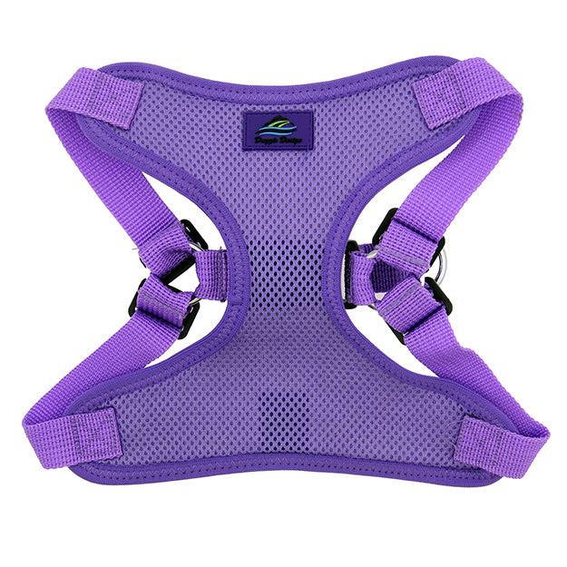 Solid Color Mesh Wrap and Snap Choke Free Step In Harness - Purple