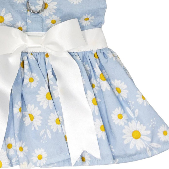 Blue Daisy Harness Dress with Leash