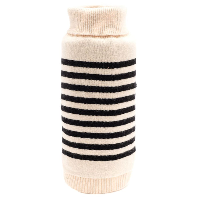 Cream Black Stripe Roll Sweater