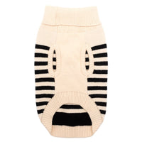 Cream Black Stripe Roll Sweater