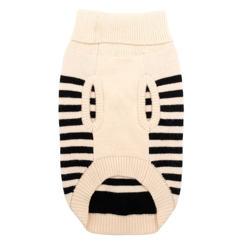 Cream Black Stripe Roll Sweater