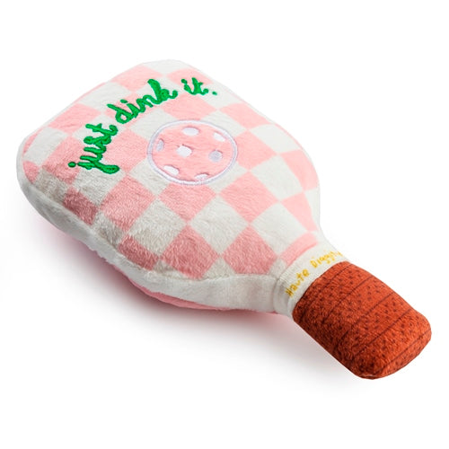 Pink Checker Chewy Vuiton Stripe Pickleball Paddle Squeaker Toy