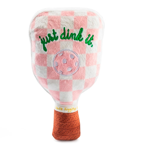 Pink Checker Chewy Vuiton Stripe Pickleball Paddle Squeaker Toy