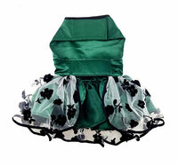 Green and Black Satin Holiday Harness Dress with Leash