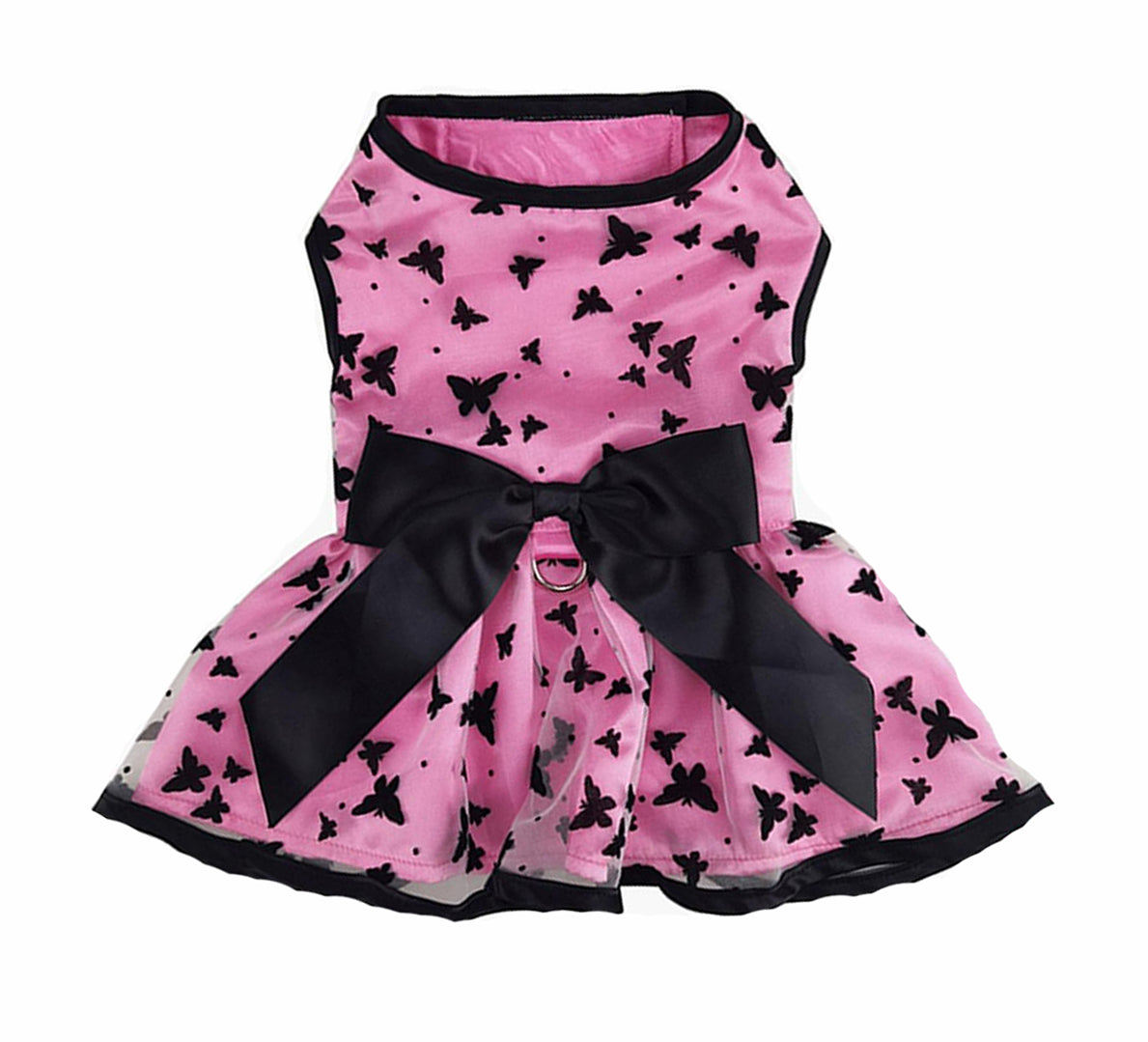 All a Flutter - Pink and Black Harness Dress with Leash