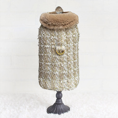 Annabella Handmade Pet Coat - Gold Ore