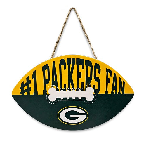 Green Bay Packers Football Shape Sign