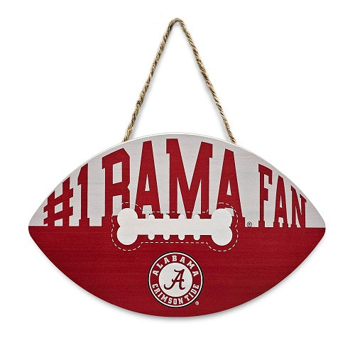 AL Crimson Tide Football Shape Sign