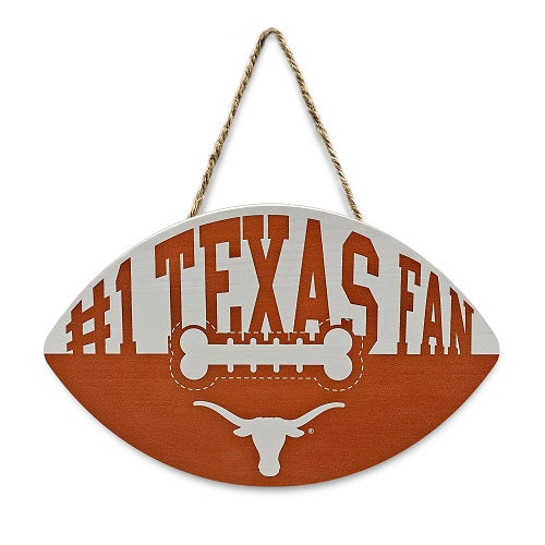 TX Longhorns Football Shape Sign