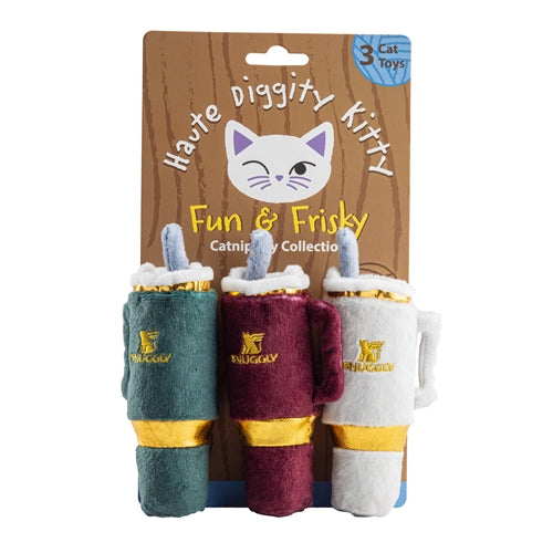 Holiday Snuggly Cups Cat Toy Set (Red, Ivory, Green)