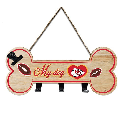 Kansas City Chiefs Bone-Shaped Sign with Hooks