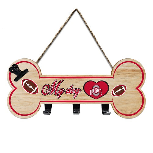 OH State Buckeyes Bone-Shaped Sign with Hooks