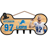 Detroit Lions Aidan Hutchinson Bone-Shaped Sign with Hooks