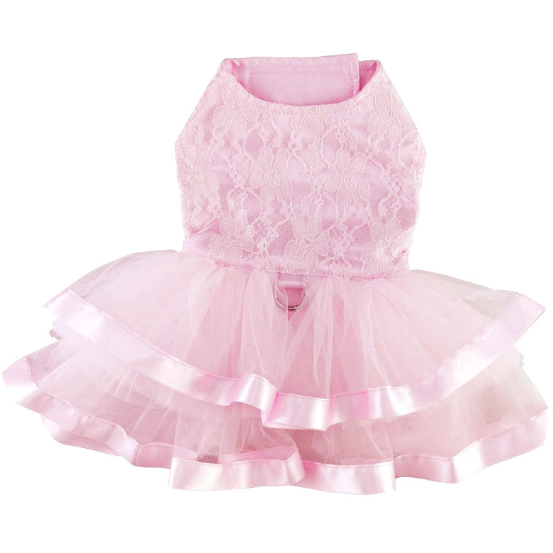 Pink Lace and Ruffles Harness Dress with Leash