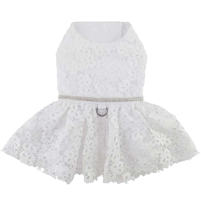 White Lace Wedding Harness Dress with Leash