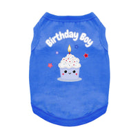 Birthday Boy All-Cotton Sleeveless Pet Shirt - Blue