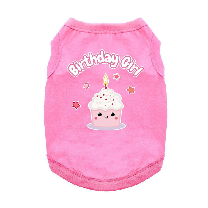 Birthday Girl All-Cotton Sleeveless Pet Shirt - Pink