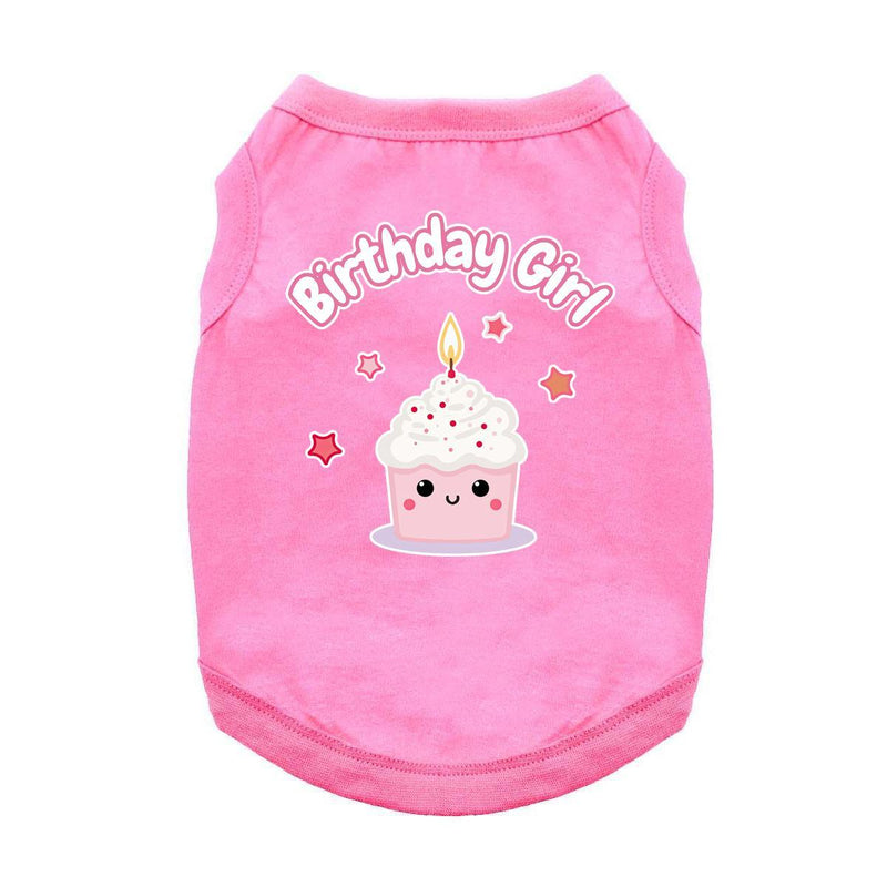 Birthday Girl All-Cotton Sleeveless Pet Shirt - Pink