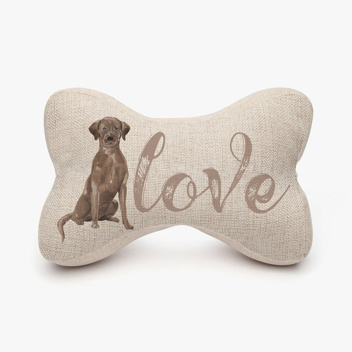 Chocolate Labrador Retriever Love Bone-Shaped Throw Pillow