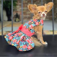 Blooming Blue and Peach Floral Harness Dress with Leash