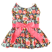 Blooming Blue and Peach Floral Harness Dress with Leash